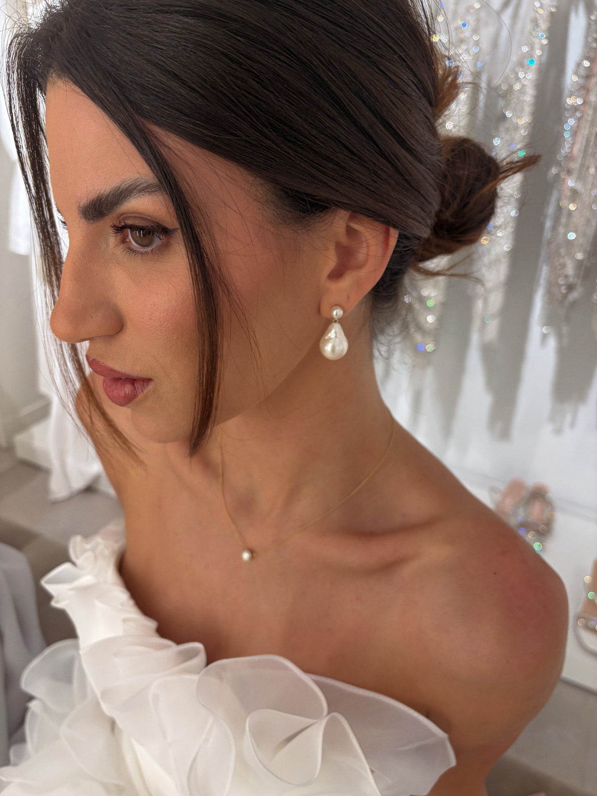 Pearl Duo 18K Gold Drop Earrings w. Pearls