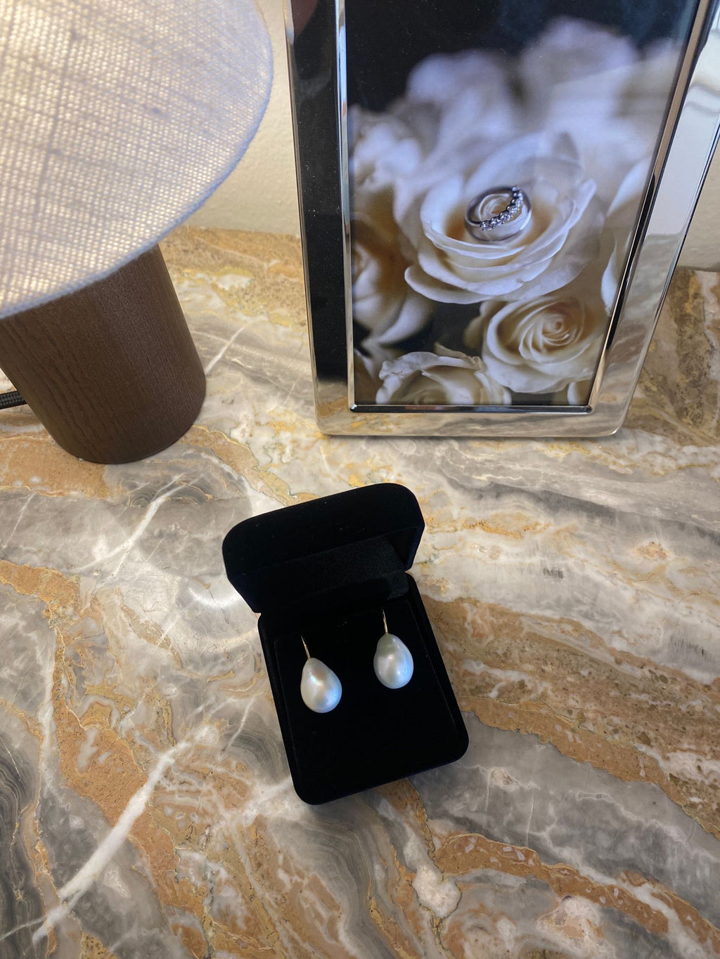 Barock 18K Gold Drop Ohrringe w. Perlen