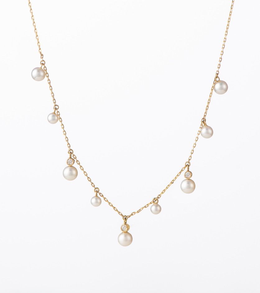 Glimmer Shaker 18K Gold Choker w. Diamonds & Pearls