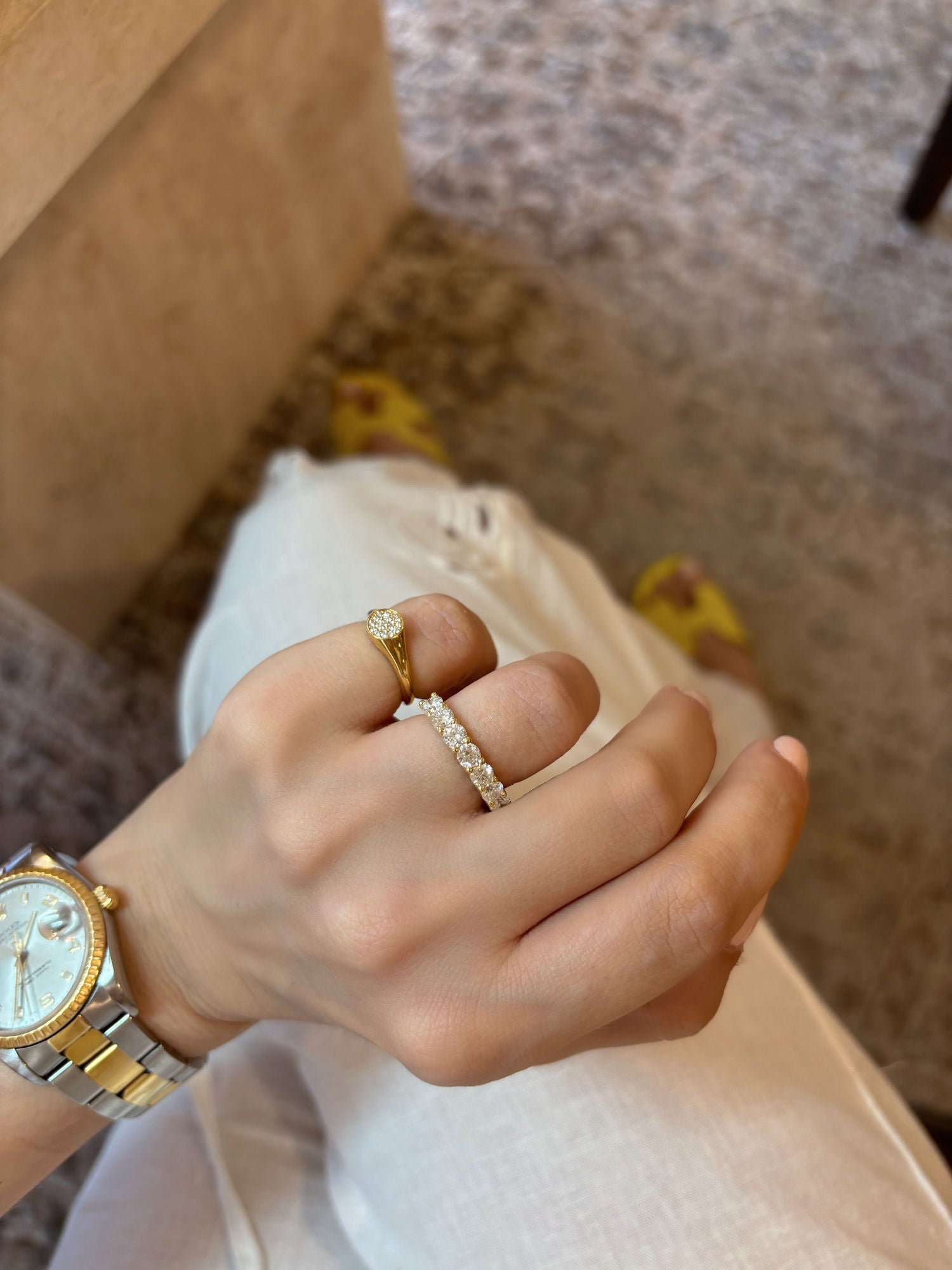 Diamantscheibe 18k Gold Signet Ring