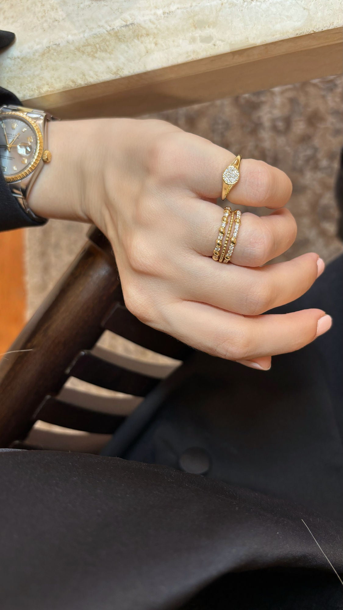 Diamantscheibe 18k Gold Signet Ring