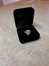 Glimmer Initial 18K Gold Signet Ring w. Diamonds