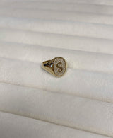 Glimmer Initial 18K Gold Signet Ring w. Diamonds