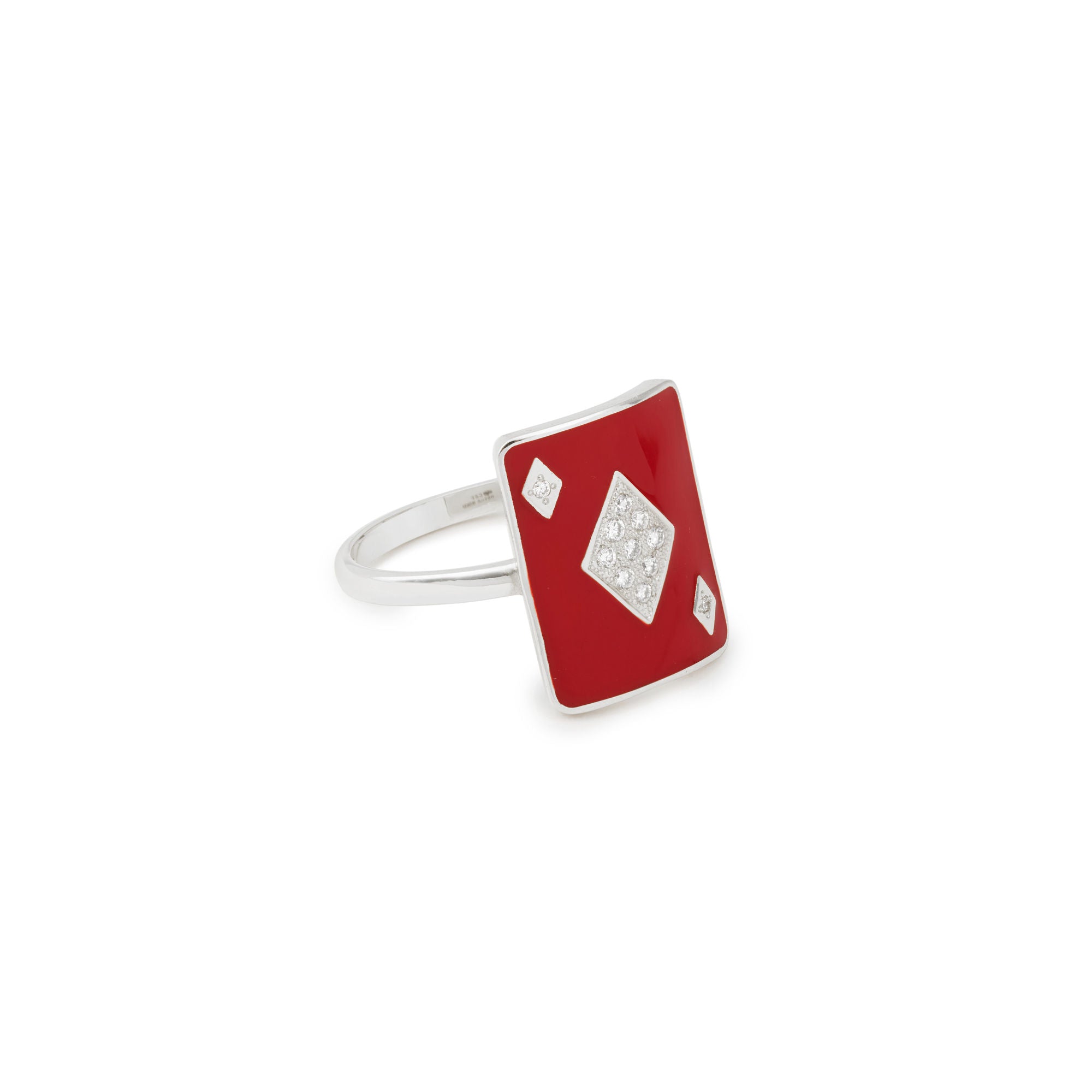 Honneur Lacquer Pinkie 18K White Gold Ring w. Lab-Grown Diamonds