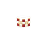 Illusion Red Lacquer Nylon 18K Gold Ring w. Lab-Grown Diamonds