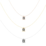 Alphabet 18K Gold, Rosegold or Whitegold Inital M Pendant w. Solitaire Lab-Grown Diamond