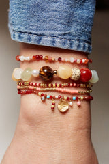 Maroon Harmony Gold Plated Bracelet w. Beads