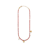 Maroon Harmony Gold Plated Necklace w. Beads