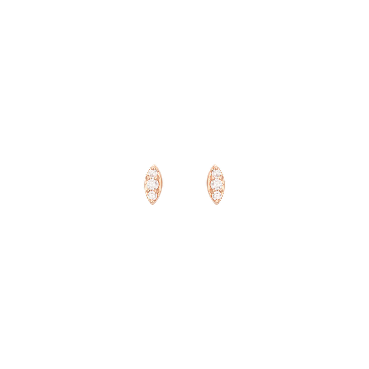 Marquise 18K Rose Gold Stud w. Diamond