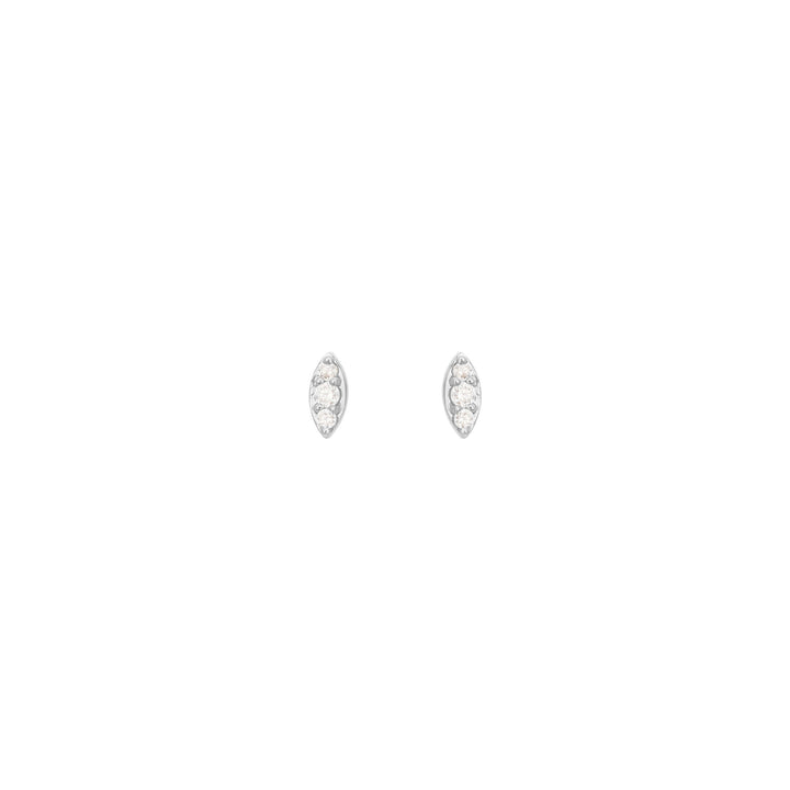 Marquise 18K White Gold Stud w. Diamant