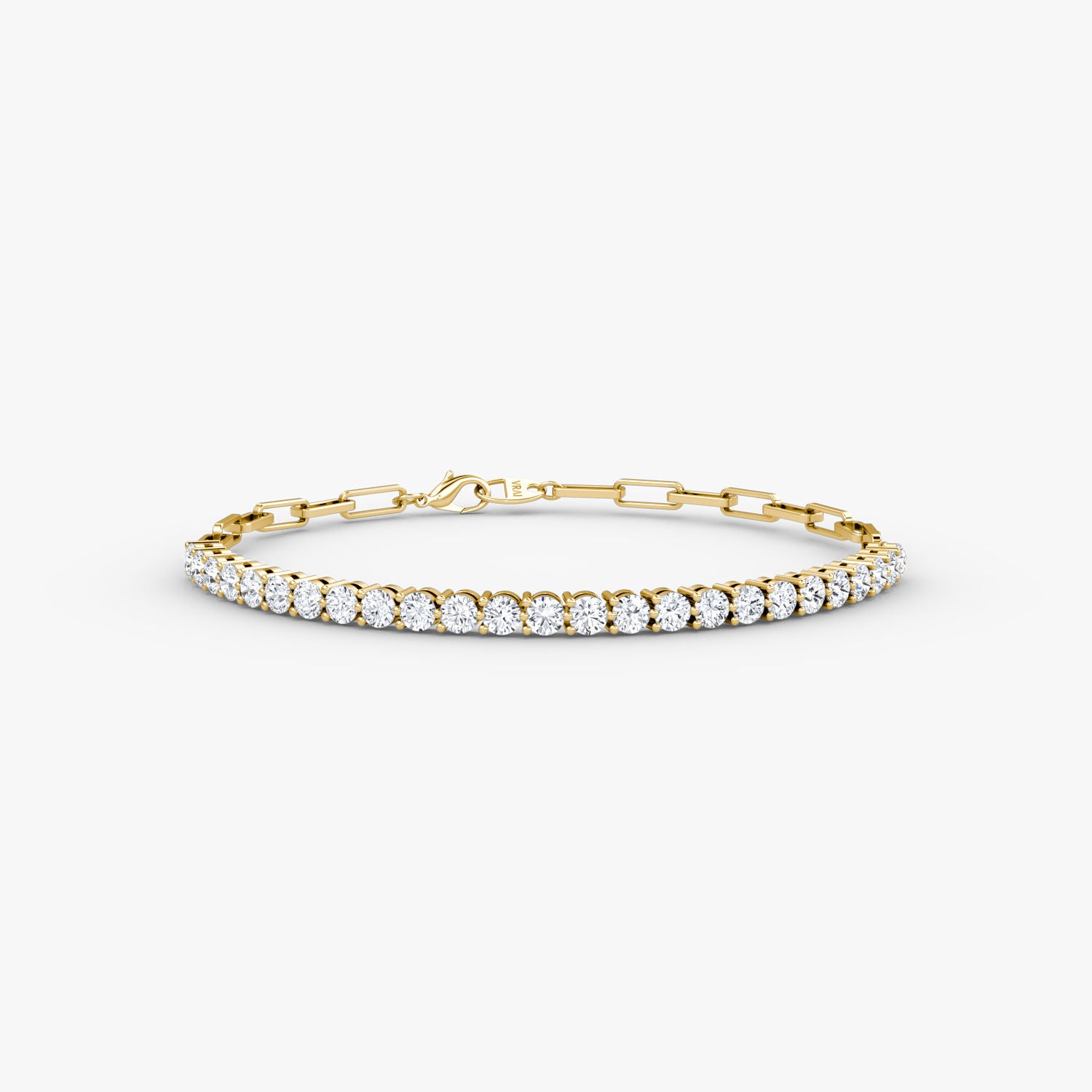 Paperclip Medium 14K Gold Tennis Bracelet w. Lab.Grown Diamonds