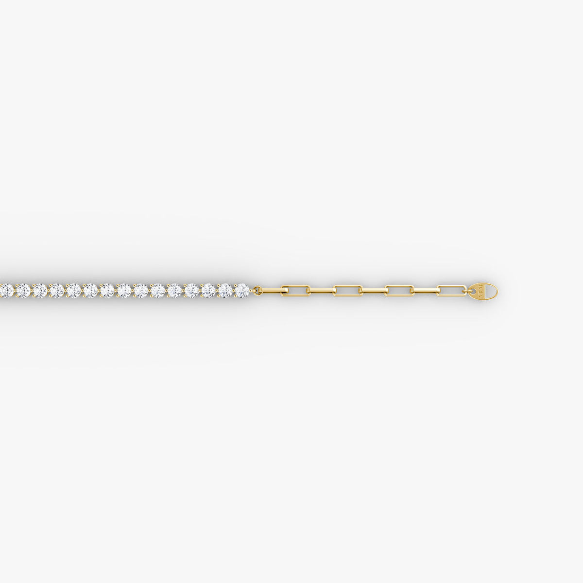 Paperclip Medium 14K Gold Tennis Bracelet w. Lab.Grown Diamonds