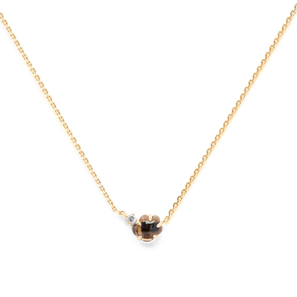 Mittelwolke 18K Gold Halskette w. Smokey Quartz & Diamanten
