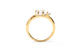 Mid Cloud 18K Gold Ring w. Milky Quartz & Diamond