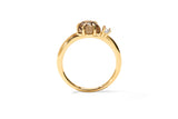 Mid Cloud 18K Gold Ring w. Smokey Quartz & Diamond