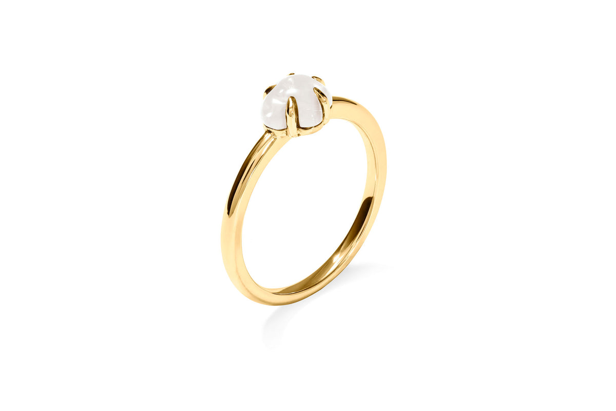 Mid Cloud 18K Guld Ring m. Milky Kvarts