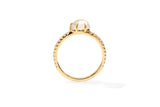 Mid Cloud Pavé 18K Gold Ring w. Milky Quartz & Diamonds