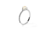 Mid Cloud Pavé 18K Whitegold Ring w. Milchquarz & Diamanten