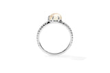 Mid Cloud Pavé 18K Whitegold Ring w. Milchquarz & Diamanten