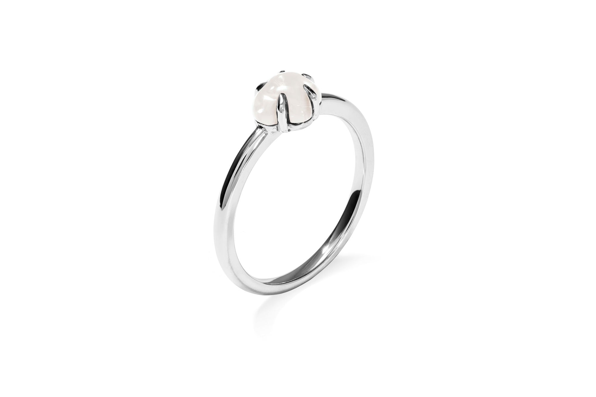 Mid Cloud 18K Hvidguld Ring m. Milky Kvarts