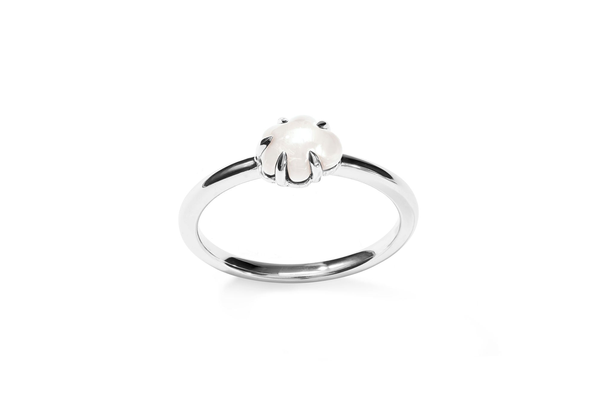 Mid Cloud 18K Hvidguld Ring m. Milky Kvarts