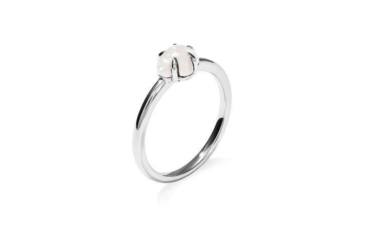 Mid Cloud 18K Whitegold Ring w. Milky Quartz