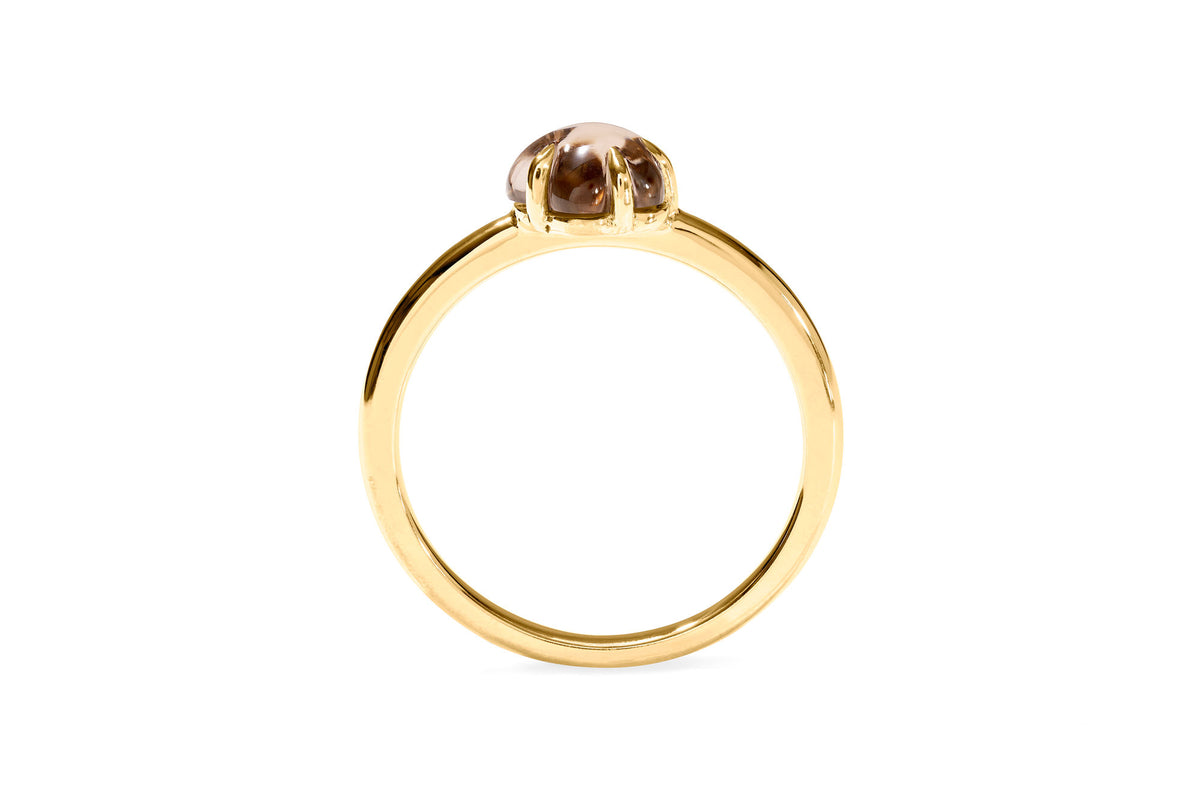 Mid Cloud 18K Gold Ring w. Smokey Quartz
