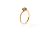 Mid Cloud Pavé 18K Rosengold Ring w. Smokey Quartz & Diamanten
