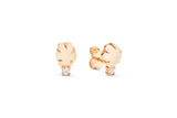 Mid Cloud 18K Rosegold Studs w. Milkey Quartz & Diamonds