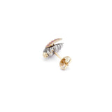 Mini Scarab Fly 18K Gold & Silver Stud w. Sapphire & Amethyst