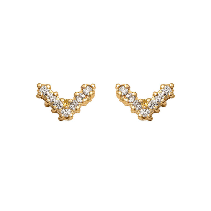 Mini V Pavé Ohrstecker 18K Gold mit Diamant