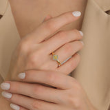 Fortuna Amarillo 18K Gold Ring w. Diamanten & Saphire