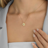 Fleur Bloom 18K Gold Necklace w. Diamonds