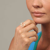 Project 2020 18K Gold Ring w. Emeralds & Diamond