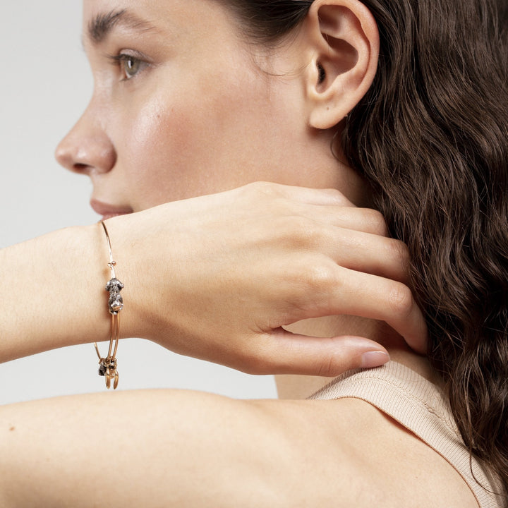 Monkey And Banana Rose Gold, Silver & Gold Bangle w. Diamonds