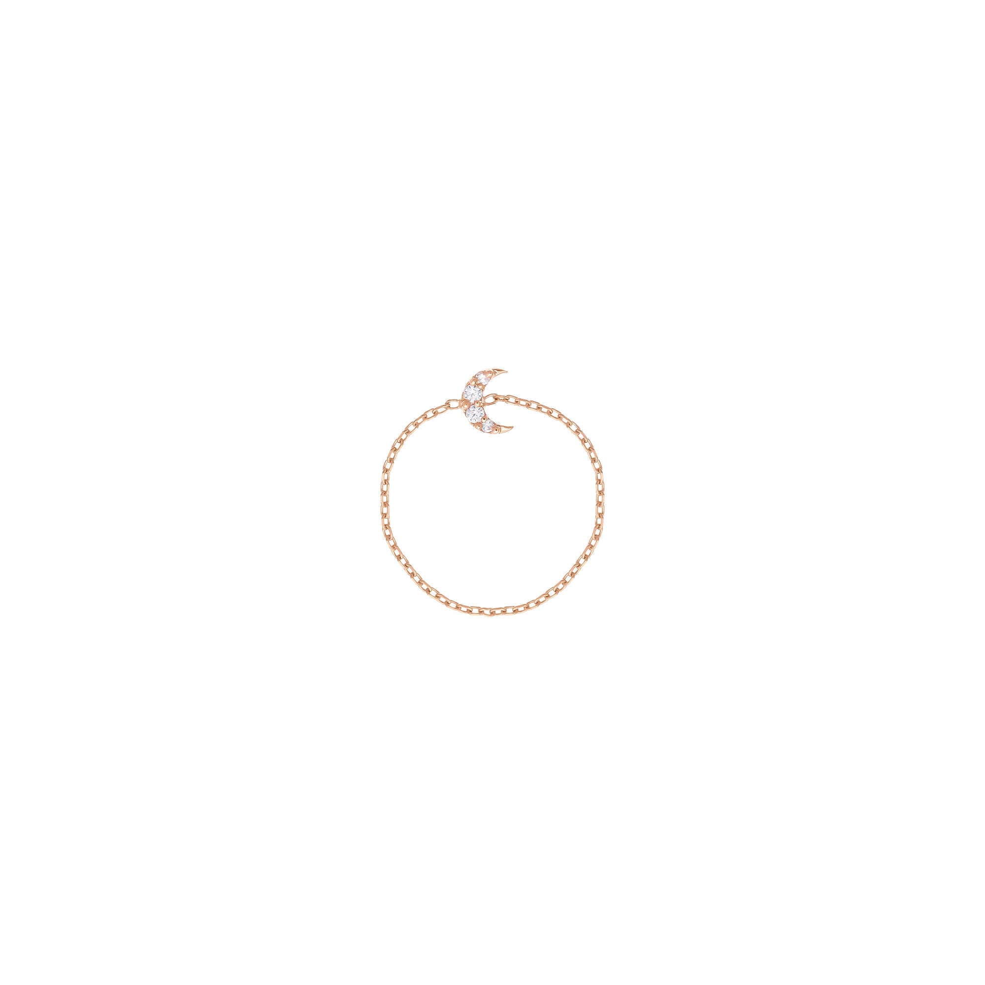 Moon Chain 18K Rose Gold Ring w. Diamonds