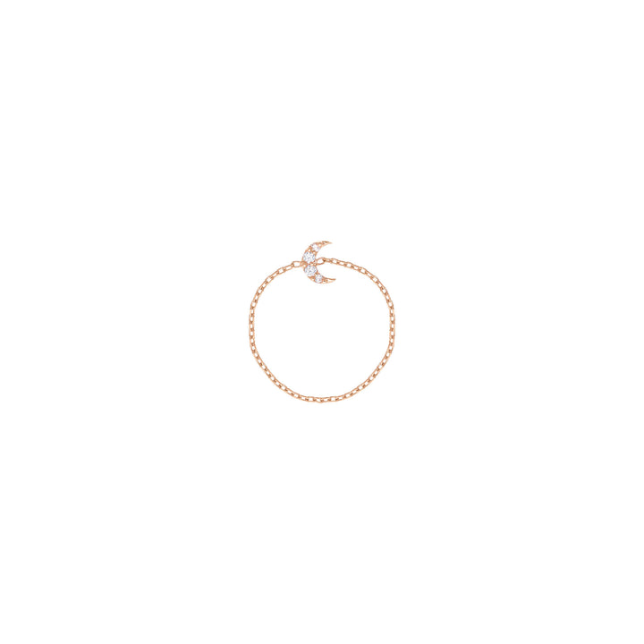 Moon Chain 18k Rose Guld Ring m. Diamanter
