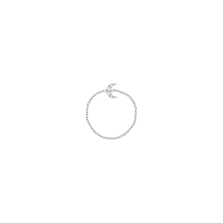 Måne kæde 18k hvid Guld Ring m. Diamanter