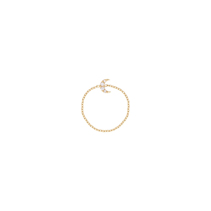 Måne Kæde 18K Guld Ring m. Diamanter