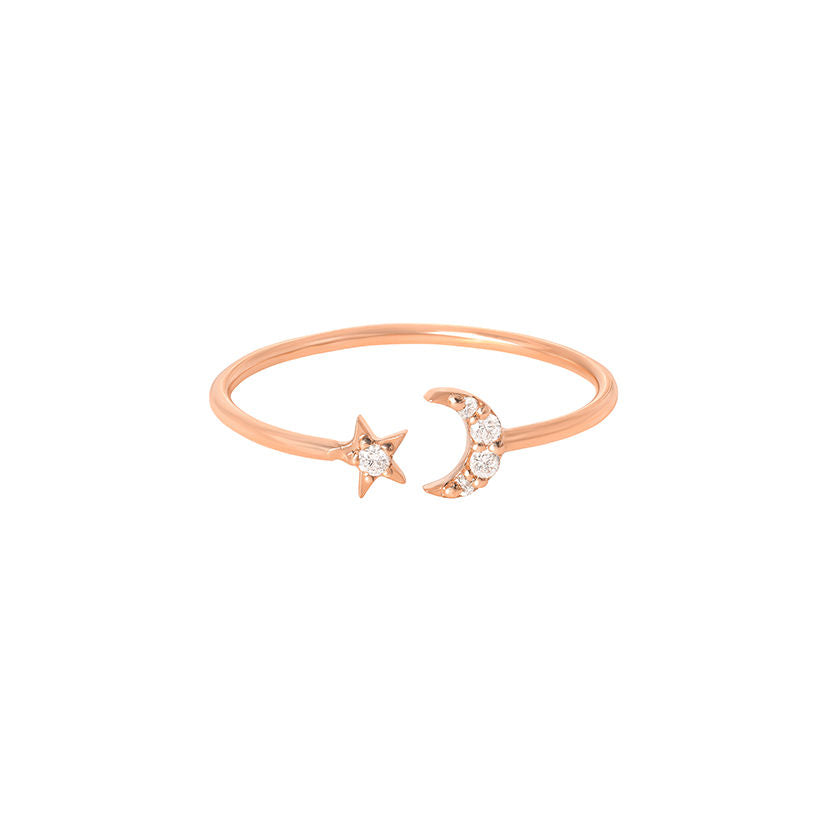 Måneskin, du er min stjernelys 18k rose Guld Ring m. Diamanter