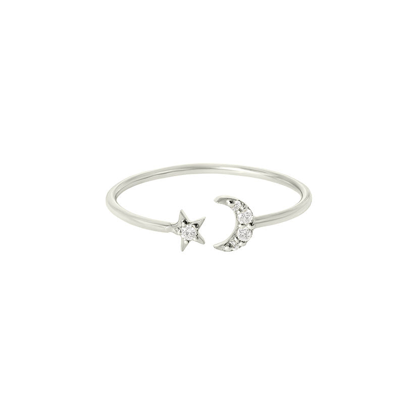 Måneskin, du er min stjernelys 18k hvid Guld Ring m. Diamanter