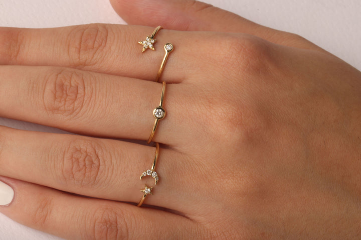 Moonlight, du bist mein Sternenlicht von 18k weißem Gold Ring w. Diamanten