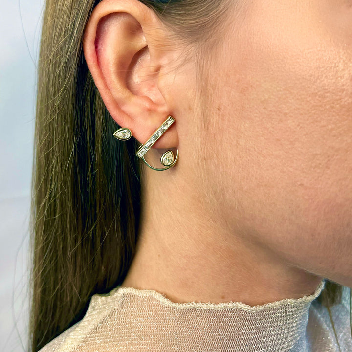 Bloom 18K guld Ørestikker m. flydende Lab-Grown Diamanter