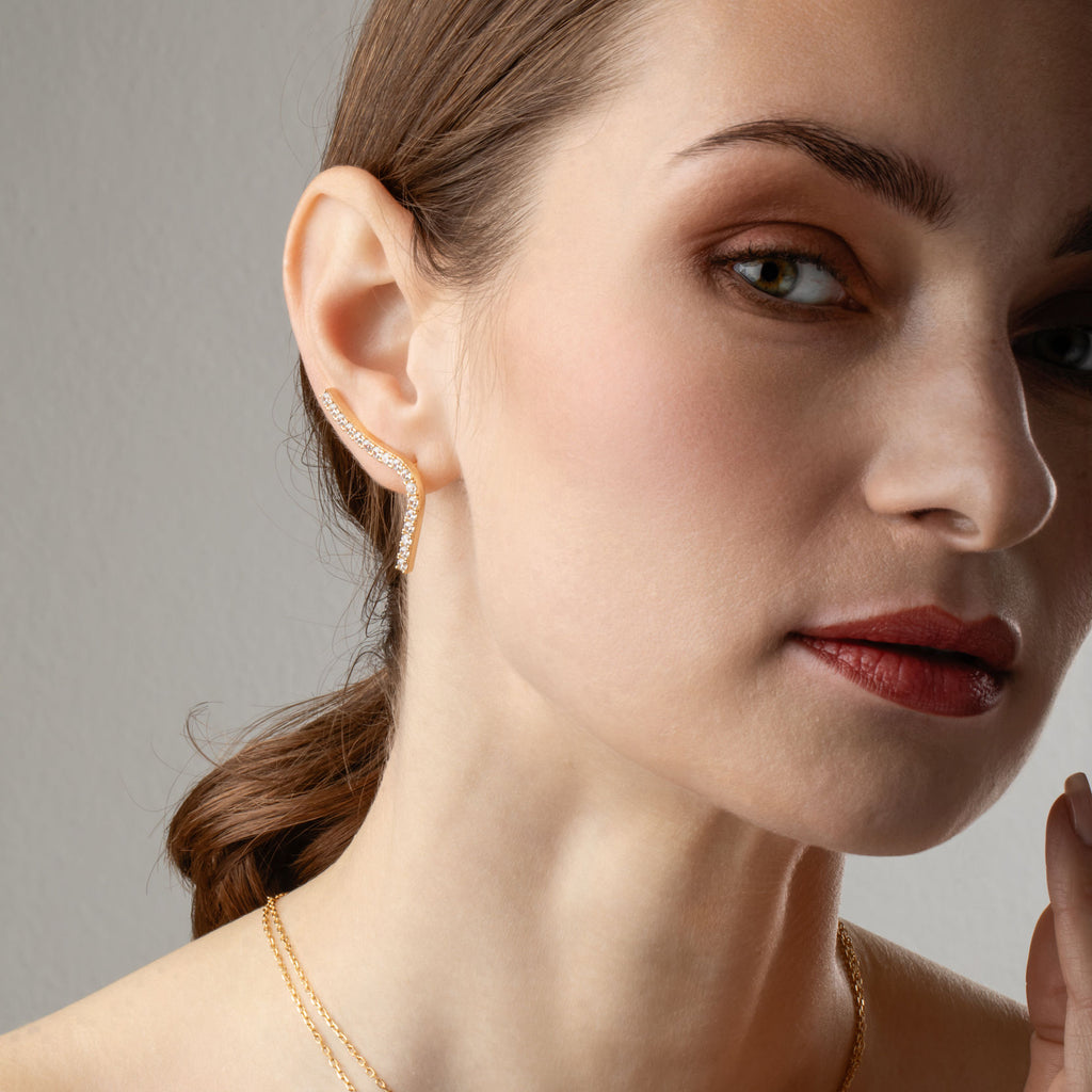 Celestia Climber & Irida 18K Gold Plated Earrings w. Zirconias