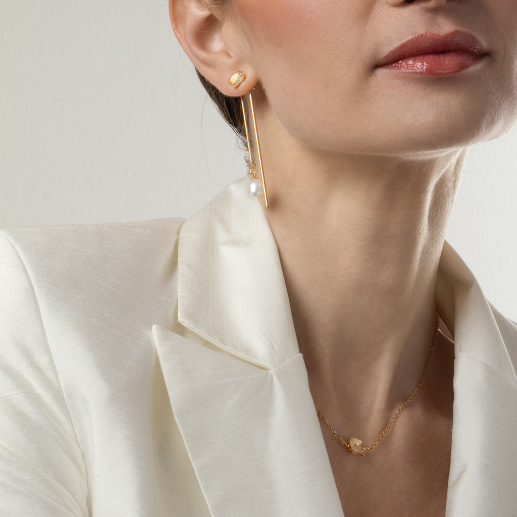 Goce di ninfea 18K Gold Plated Earrings w. Pearls & Zirconias