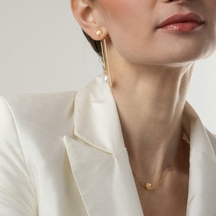 Goce di ninfea 18K Gold Plated Earrings w. Pearls & Zirconias