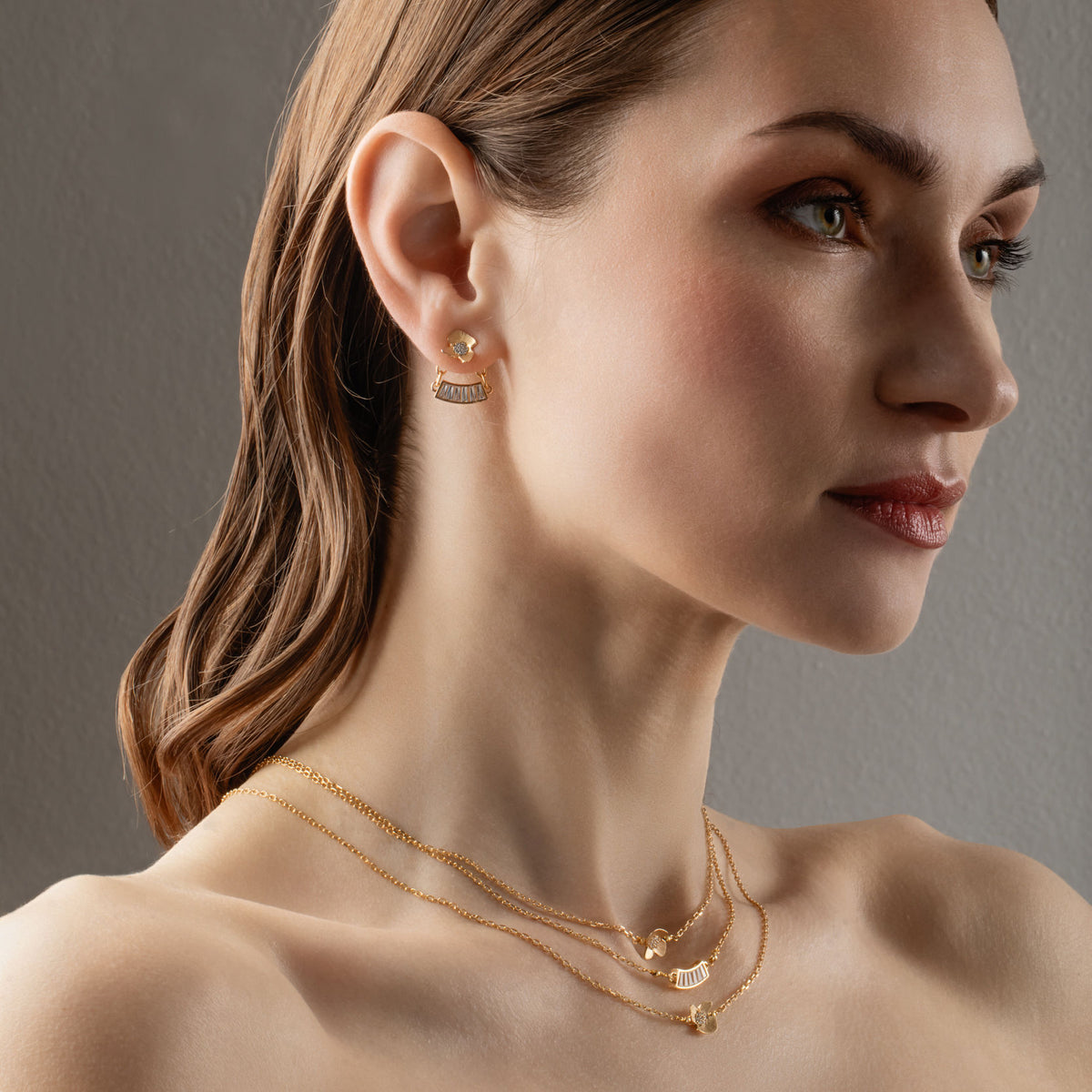Zefiro 18K Gold Plated Pendant w. Zirconias