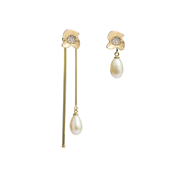 Goce di ninfea 18K Gold Plated Earrings w. Pearls & Zirconias