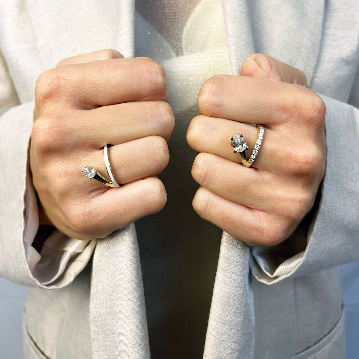 Lotus Stackable 18K Guld Ring m. Lab-Grown Diamanter