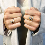 Lotus Stackable 18K Gold Ring w. Lab-Grown Diamonds